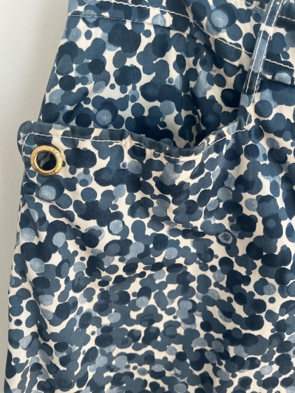 CH Carolina Herrera Blue Abstract Polka Dot Print A-Line Knee Length Skirt, 10 - Picture 6 of 8